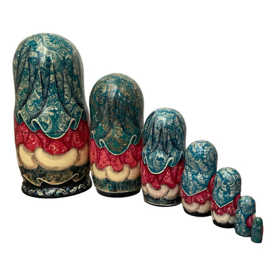 Russian Winter Large Matryoshka 7 Pieces Set BuyRussianGifts Store