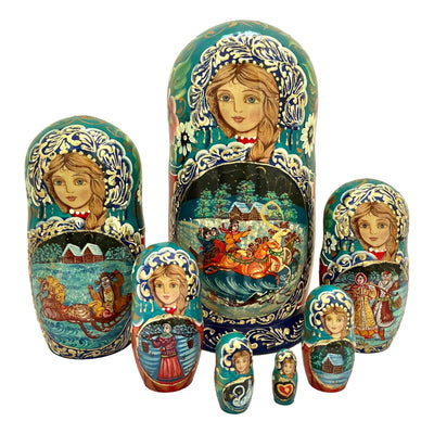 Russian Winter Nesting Dolls Set of 7 BuyRussianGifts Store