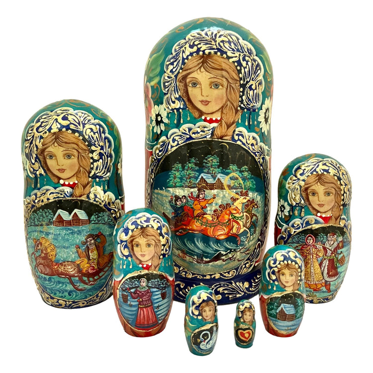 Russian Winter Nesting Dolls Set of 7 BuyRussianGifts Store