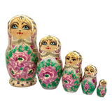 Traditional Red Pink Flowers Matryoshka BuyRussianGifts Store