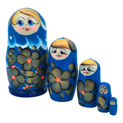 Nesting Dolls Blue Small Matryoshka BuyRussianGifts Store