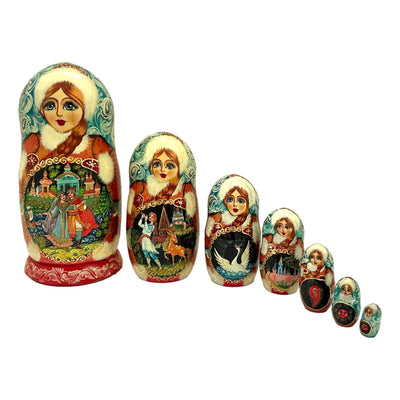 Large Matryoshka Dolls Fairytale for Kids Ivan Tzarevich and Grey Wolf BuyRussianGifts Store