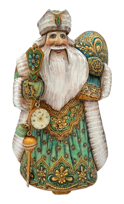 Unique Wood Burn Russian Santa Emerald Green BuyRussianGifts Store