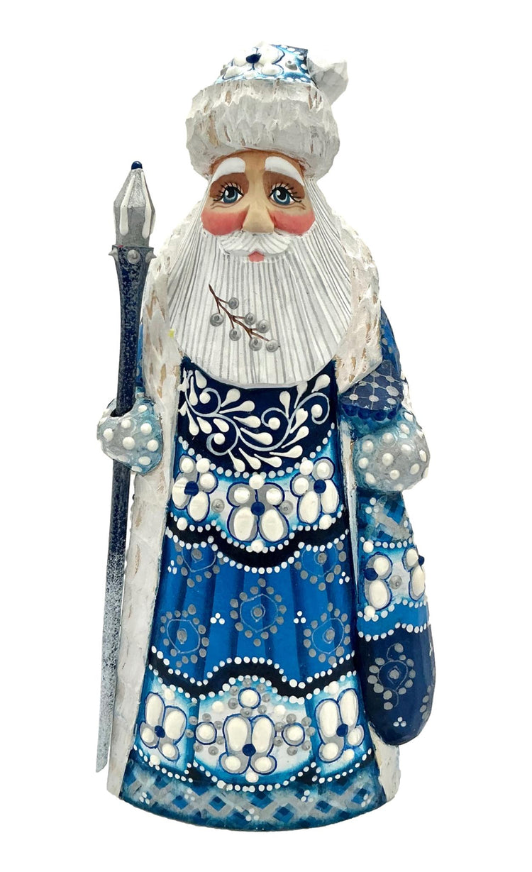 Traditional Russian Wooden Santa Blue BuyRussianGifts Store