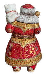 Santa Polar Bear Wood Carved Figure BuyRussianGifts Store