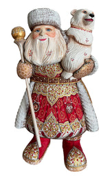 Santa Polar Bear Wood Carved Figure BuyRussianGifts Store