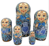 Russian Nesting Dolls blue Beauty Girl BuyRussianGifts Store