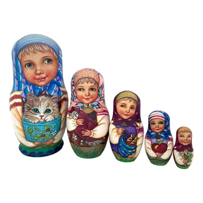 Cat Mama Kittens Authentic Russian Nesting Dolls BuyRussianGifts Store