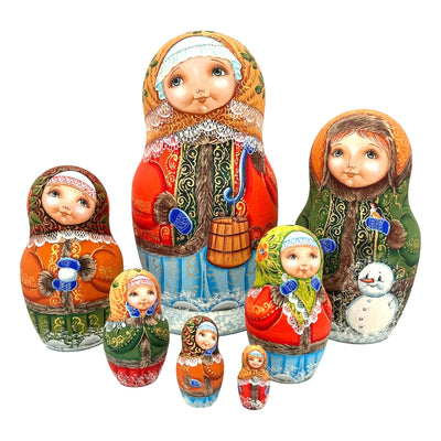 One of a Kind Russian Nesting Dolls 7 pieces set BuyRussianGifts Store