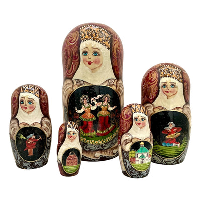 Russian Fairytales Nesting Dolls Set of 5 Signed BuyRussianGifts Store