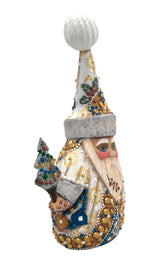 Santa with Penguin Wooden Figurine BuyRussianGifts Store