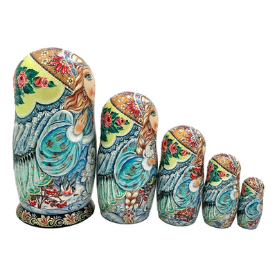 Blue Russian Nesting Dolls 5 Piece Set BuyRussianGifts Store