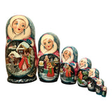 Russian Winter Large Matryoshka 7 Pieces Set BuyRussianGifts Store