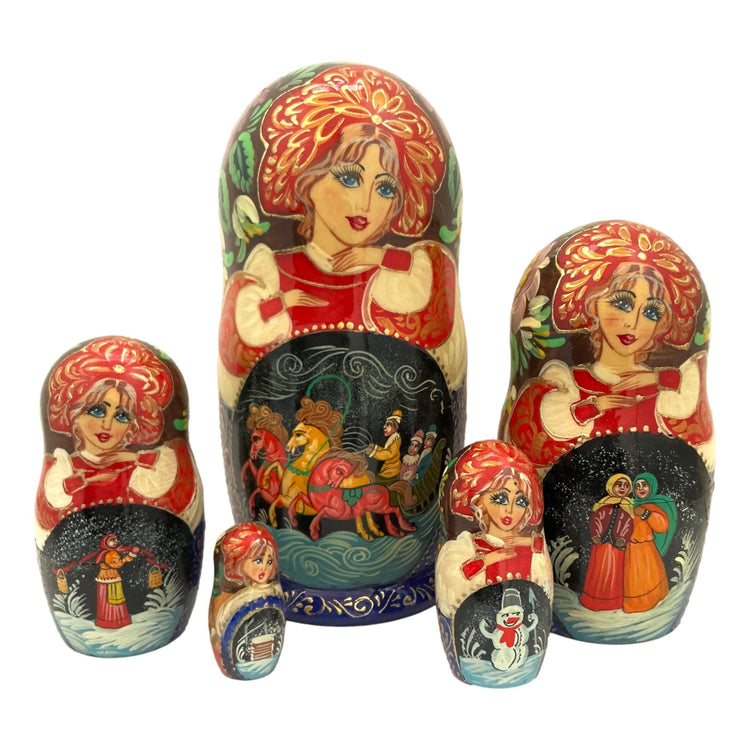 Christmas Matryoshka Dolls Russian Winter Storyteller BuyRussianGifts Store