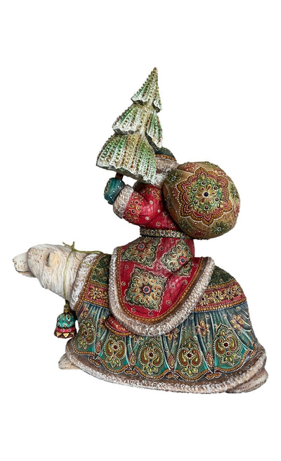 Russian Santa on Polar Bear Gemstones Decor BuyRussianGifts Store