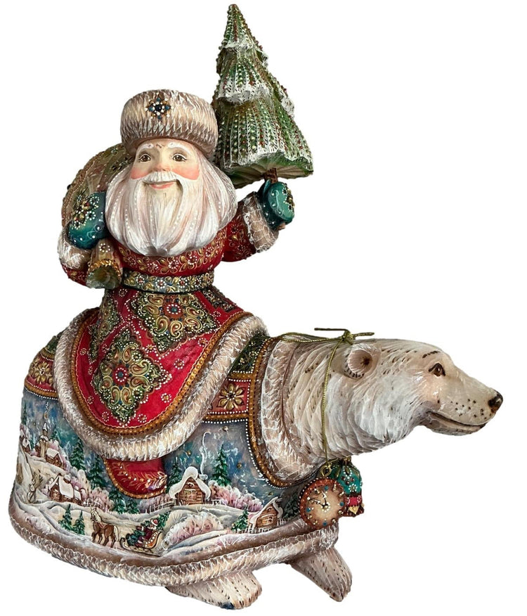 Russian Santa on Polar Bear Gemstones Decor BuyRussianGifts Store