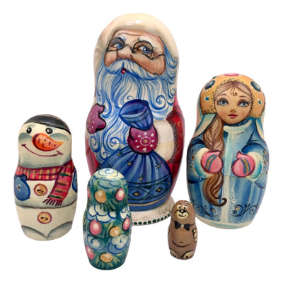 Santa Nesting Dolls Green Coat BuyRussianGifts Store