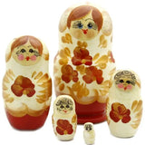 Small White Nesting Doll with Red Flowers