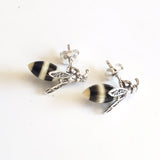 Tiny Bee Earrings with Amber Tail BuyRussianGifts