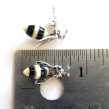 Tiny Bee Earrings with Amber Tail BuyRussianGifts