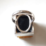 back of the Green amber unisex muscular amber ring in 925 sterling silver 
