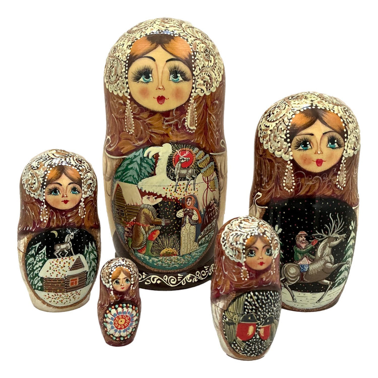 Russian Matryoshka Silver Hoof set of 5 BuyRussianGifts Store
