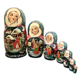 Russian Winter Large Matryoshka 7 Pieces Set BuyRussianGifts Store