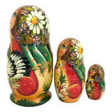 Traditional Russian Doll with Chicken Set of 5
