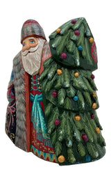 Wooden Santa with Christmas Tree BuyRussianGifts Store