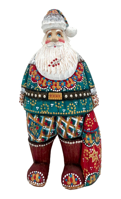 Russian wooden Santa turquoise 