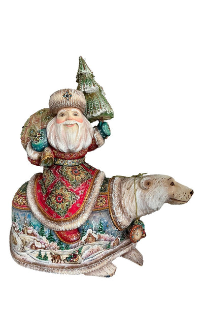 Russian Santa on Polar Bear Gemstones Decor BuyRussianGifts Store