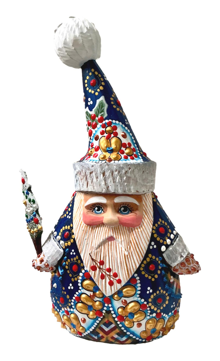 Blue wood carved santa