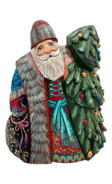 Wooden Santa with Christmas Tree BuyRussianGifts Store