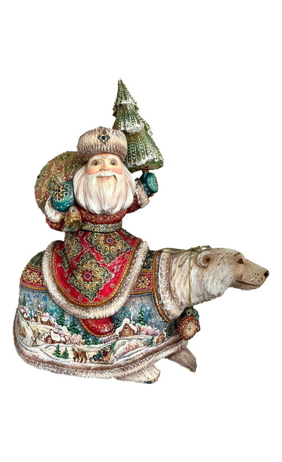 Russian Santa on Polar Bear Gemstones Decor BuyRussianGifts Store