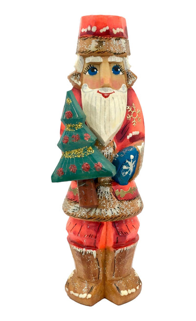 Small Wooden Santa with Christmas Tree BuyRussianGifts Store