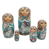 Blue Russian Nesting Dolls 5 Piece Set BuyRussianGifts Store