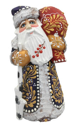Small wooden Santa blue robe BuyRussianGifts Store