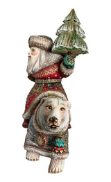 Russian Santa on Polar Bear Gemstones Decor BuyRussianGifts Store