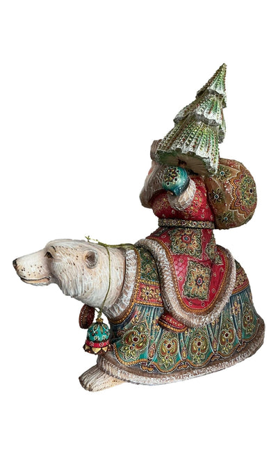 Russian Santa on Polar Bear Gemstones Decor BuyRussianGifts Store