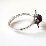 sterling silver sun ring with amber 