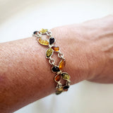 Butterfly Silver Bracelet with Small Amber Beads BuyRussianGifts Store