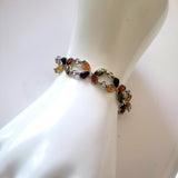 Butterfly Silver Bracelet with Small Amber Beads BuyRussianGifts Store