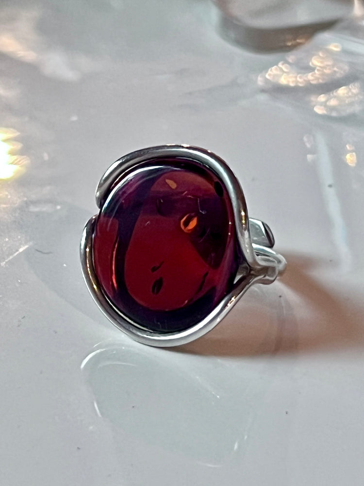 Free Form Adjustable Cherry Amber Ring BuyRussianGifts Store