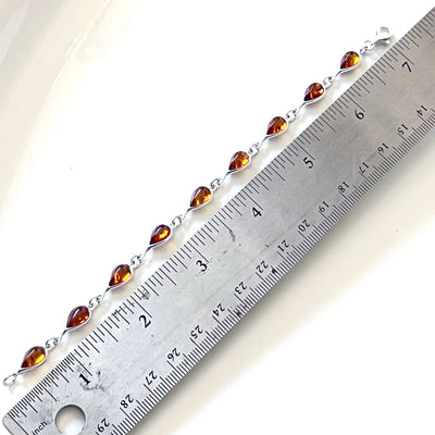 7 inch classic amber link bracelet in sterling silver