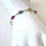 en elegant sterling silver with amber link bracelet