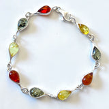 en elegant sterling silver with multi amber bracelet