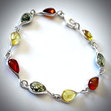 en elegant sterling silver with amber bracelet