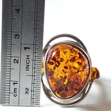 size of the main stone of Large Oval Amber Silver Ring with Amber Beads BuyRussianGifts Store