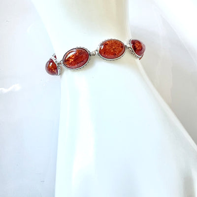 Antique Look Sterling SilverAmber Bracelet BuyRussianGifts