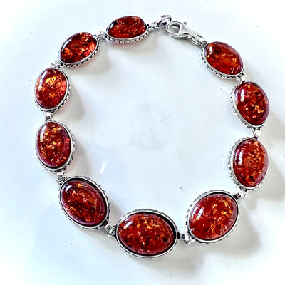 Antique Look Sterling SilverAmber Bracelet BuyRussianGifts